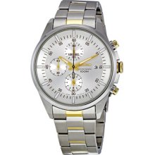 Seiko Silver Dial Chronograph Two Tone Stainless Steel Mens Watch Sndc83