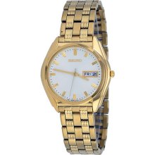 Seiko Sjn032 Men's Gold Tone Champagne Dial Analog Dress Watch