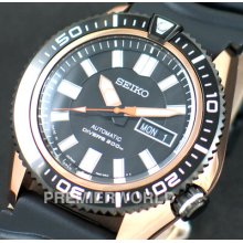 Seiko Superior Automatic Diver's Black Bezel Rose Gold Watch 200m Skz330j1 Japan