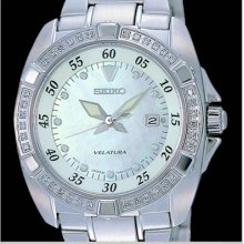 Seiko Sxda19 Womens Velatura Mother Of Pearl Dial Diamond Bezel Watch