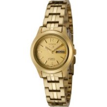 Seiko Women's Syme02 Seiko 5 Automatic Gold Dial Gold-tone Stainless Steel Watch