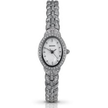 Sekonda Ladies White Mother Of Pearl Dial Crystal Set Ss Bracelet Watch 4705