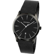 Sekonda Men's Quartz Watch With Black Dial Chronograph Display And Black Stainless Steel Bracelet 3388.27