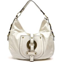 Serendipity Valentino White Ring Buckle Hobo Shoulder Bag Tote Purse Handbag
