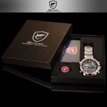 Shark Luxury Lcd Chronograph Date Day Alarm Men Quartz Sport Wrist Watch + Box