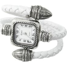 Silver Hands Hours Quartz Ladies Bangle Wrist Watch White Bracelet Watch