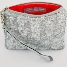 Silver Sequin Wristlet