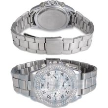 Silver Stainless Steel Bling Gemstone Ladies Watch