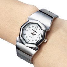 Silver Women's Casual Style Steel Analog Quartz Bracelet Watch