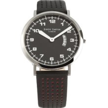 Simon Carter Men's Quartz Watch With Black Dial Analogue Display And Black Leather Strap Wt1907 Black