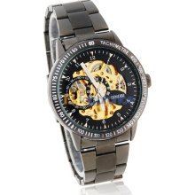 SINOBI 2179 Round Dial Stainless Steel Band Men's Mechanical Watch (Gold)