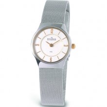 Skagen 233xsgsc Ladies Round Chrome Watch Rrp Â£99