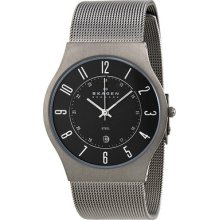 Skagen Charcoal Dial Stainless Steel Mesh Mens Watch 233xlsmm