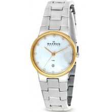 Skagen Denmark Womens Mother Of Perl Dial With Round Case 455ssrx,