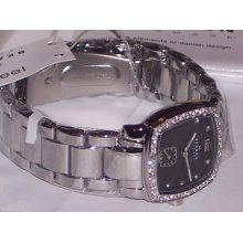 Skagen Denmark Womens Stainless Steel Chronograph Subdial Watch Crystal Accents