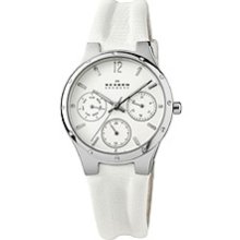 Skagen Leather Collection SwarovskiÂ® Accents White Dial Women's watch #831SSLW