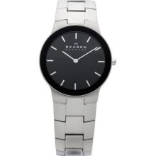 Skagen Men's Black Dial Stainless Steel Bracelet Dress Watch 430lsxb1