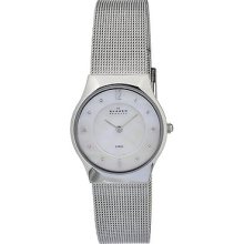 Skagen Mother Of Pearl Dial Stainless Steel Mesh Ladies Watch 233sss1