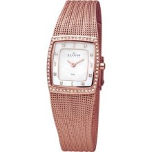 Skagen Rose-gold Glitz & Striped Mesh #384XSRR1S- Watch