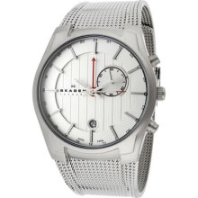 Skagen Watch 853xlssc Men's Chronograph Light Silver Dial Mesh Stainless Steel