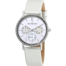 Skagen Women's 921sslww Steel Mother-of-pearl Chronograph Dial Watch