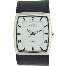 Smart Gents Watch With White Dial And Black Strap