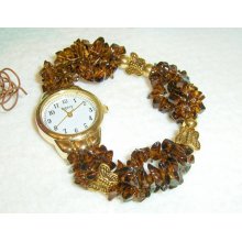 Smoky Quartz and Butterflies Watch