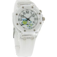 So Fashion Junior Owl Design Light Up White RubberBand Quartz Watch SR417