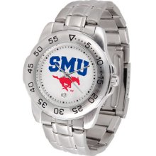 Southern Methodist Logo- Mens Sport Steel Watch