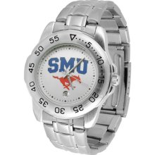 Southern Methodist University Mustangs Men's Stainless Steel Logo Watc