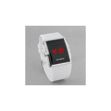 square stainless steel back men's digital electronic led watch red lig