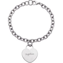 Stainless Steel Engraved Name Heart Bracelet - Personalized Jewelry