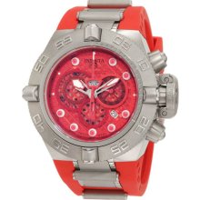 Stainless Steel Subaqua Noma IV Diver Red Dial Chronograph Rubber Strap