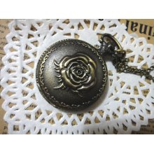 Steampunk 3D Rose Pocket Watch locket - Gold - Metal