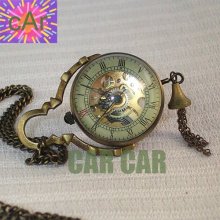 Steampunk Mens Pocket Watch Necklace Bronze Pendant Mechanical Wp049
