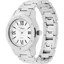 Steel by Design Enamel Bezel Round Case Bracelet Watch - White - One Size