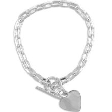 Sterling Essentials Sterling Silver 7.5-inch Heart Id Charm Bracelet