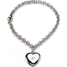 Sterling Silver Children Heart Charm Bracelet with Diamond