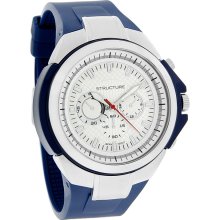 Structure by Surface Mens Silver/Blue Rubber Strap White Dial Watch 32550-104