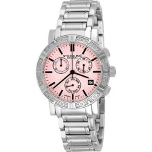 Stuhrling 315l 12114 Regent Swiss Chrono Diamond Pink Dial Bracelet Womens Watch