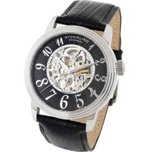 Stuhrling Original 107a 33151 Apollo Auto Skeleton Black Dial Black Le