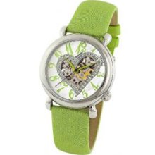 Stuhrling Original 109SW.1215D2 Ladies Aphrodite Delight Stainless Steel Case with Silvertone Movementandamp;#44; Rotorandamp;#44; Crown and Case-back; Silvertone Dial with Light Green Markers