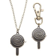 Style Unisex Lollipop Alloy Analog Quartz Keychain Necklace Watch (Bronze)