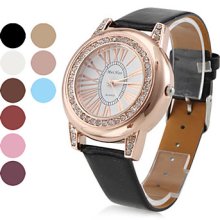 Style Women's Gold PU Leather Analog Quartz Wrist Watch (Assorted Colors)