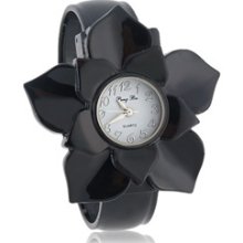 Stylish Flower Quartz Watch Bracelet (Black)