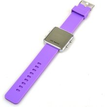 Stylish Led Digital Wrist Watch With Silver Mirror Watch Case Purple