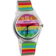 Stylish Rainbow Pattern Women's Analog Watch with Plastic Strap