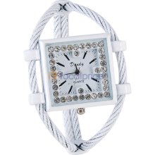 Stylish Square Case Women's Analog Bracelet Watch (White)