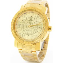 Super Techno Watch Aqua Techno Genuine Diamonds Mens King Master Gold Tone I5496