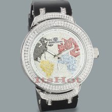 Super Techno Watches: Mens Diamond World Map Watch 0.10ct